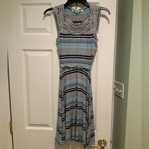 Max Studio Sleeveless Dress Blue and Gray Stripe Size XS